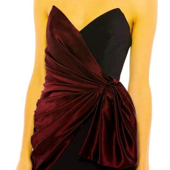 Mac Duggal Black Plum Burgundy Two-Tone Strapless Gown - Picture 5 of 5